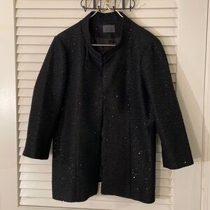 Chanel Uniform Property Employee Uniform Black Tweed Sequin Jacket Size 14